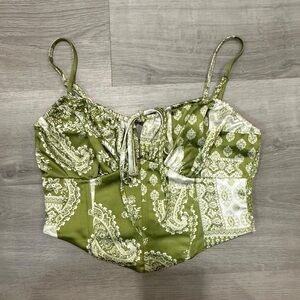 LA Hearts by Pacsun Green Silk Tank Top